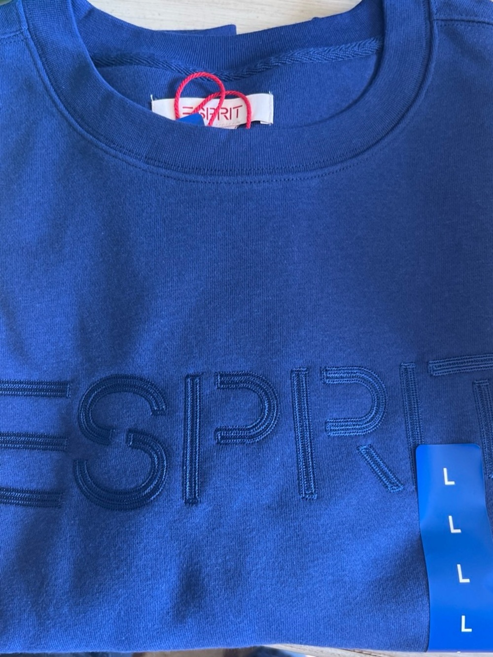 Esprit Deep Blue Embroidered Logo Crewneck